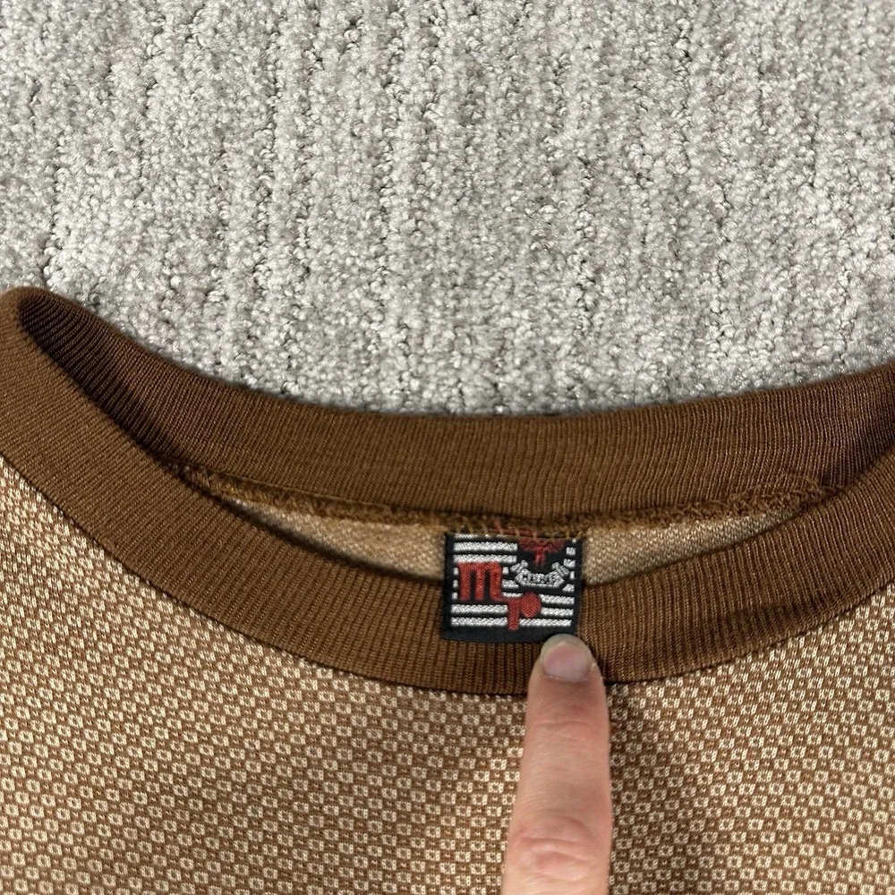 Halhas Digi Mens Cracked Walnut Brown 2 Tone Striped Pullover Knit Sweater Large